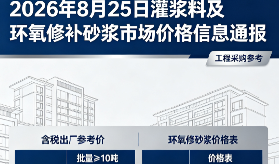 大兴2026年8月25日灌浆料及环氧修补砂浆市场价格信息通报